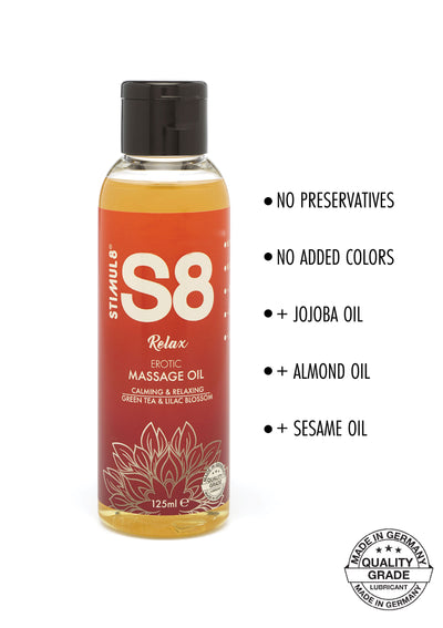 S8 Massage Oil Té verde y Flor de Lila - Pikante Tienda Erotica